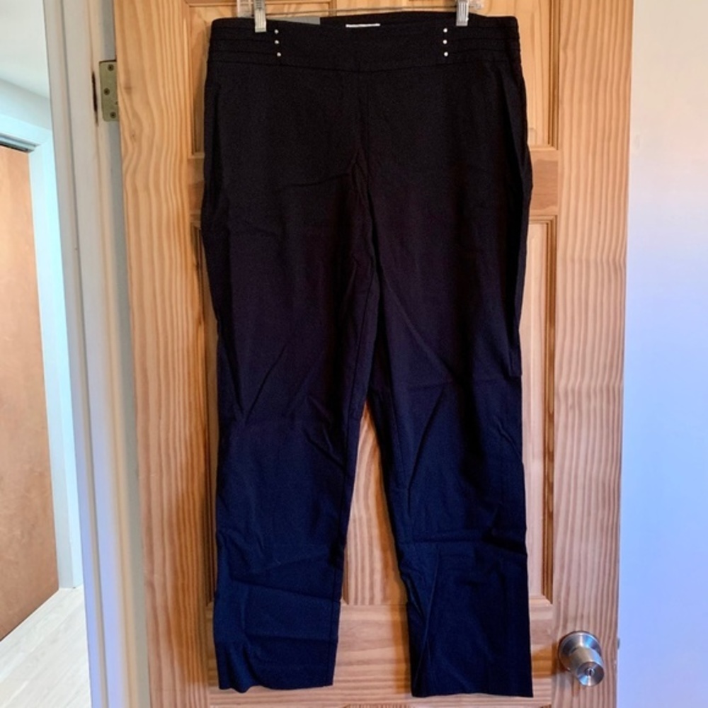 JM‎ Collection Slim Leg Comfort Band Black Pants Large